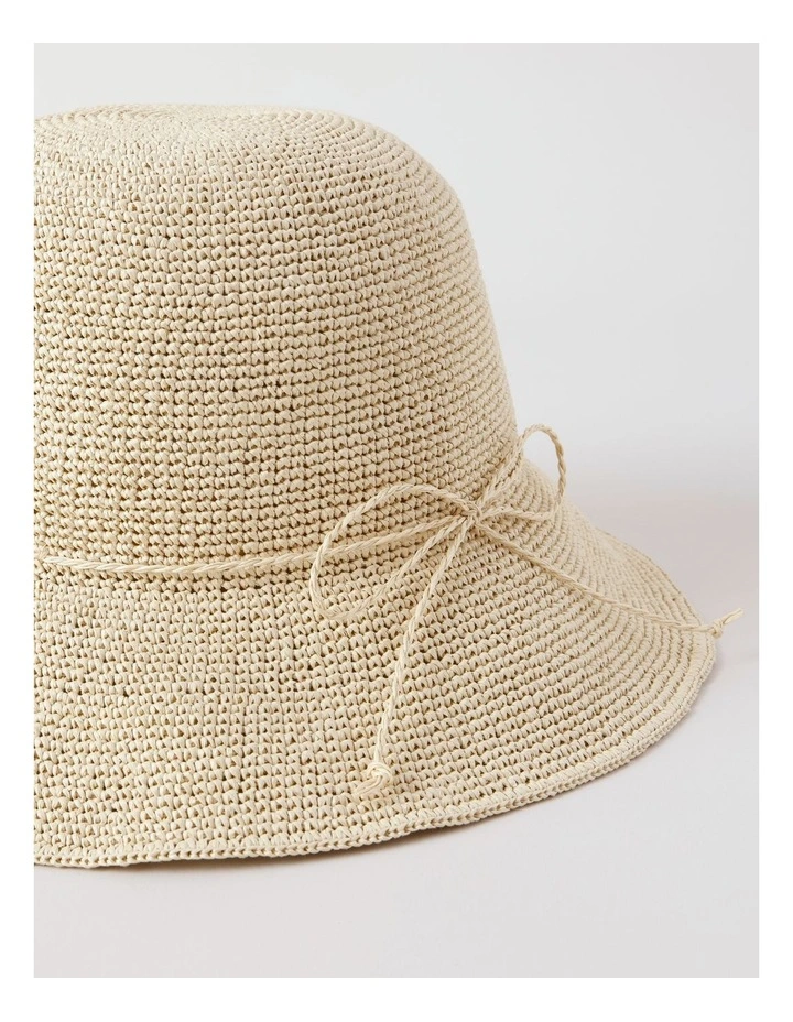 Fine Crochet Bucket Hat in Natural image 3