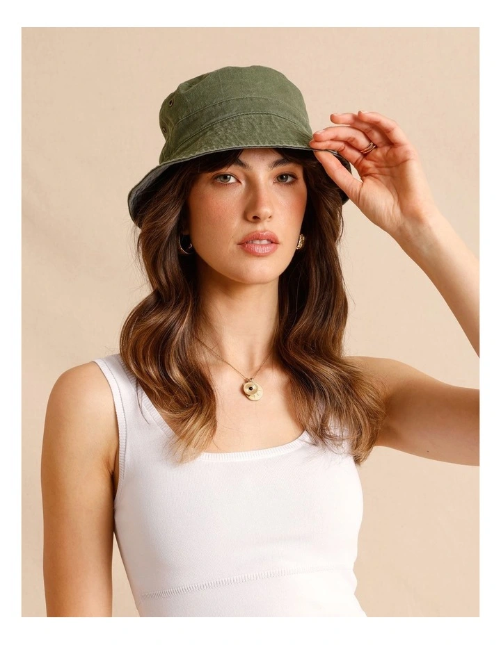 Reversible Bucket Hat in Khaki image 2