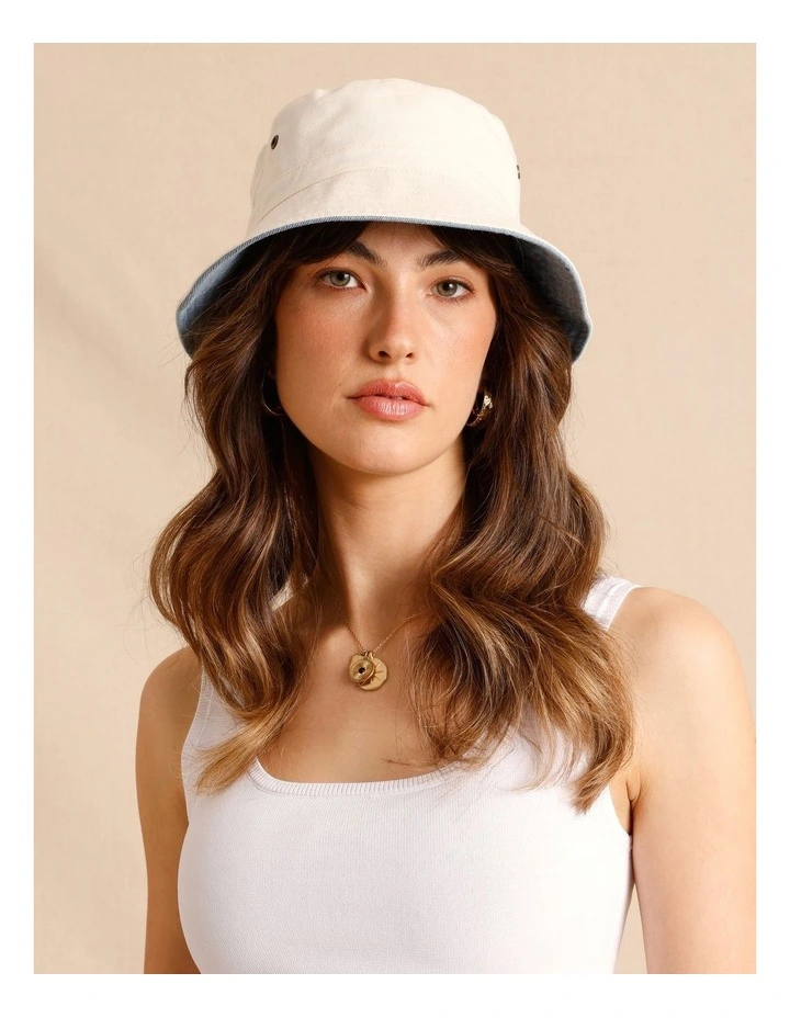 Reversible Bucket Hat in White image 2