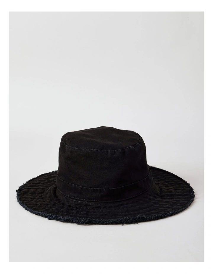 Frayed Edge Bucket Hat in Black image 1
