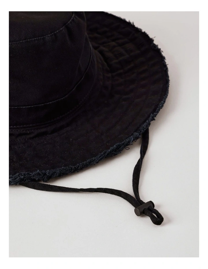 Frayed Edge Bucket Hat in Black image 3
