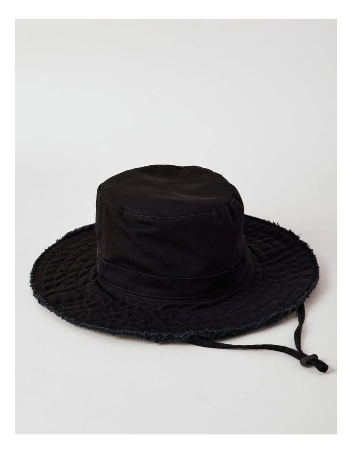 Frayed Edge Bucket Hat in Black image 5
