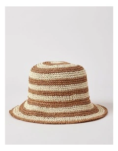 Striped Bucket Hat in Natural