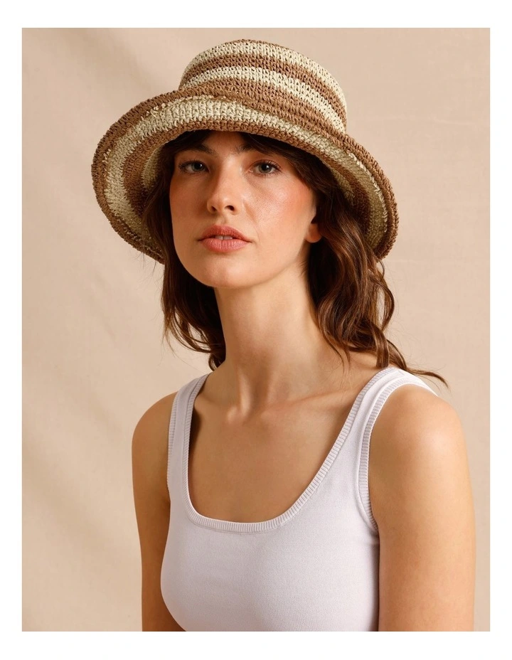 Striped Bucket Hat in Natural image 2