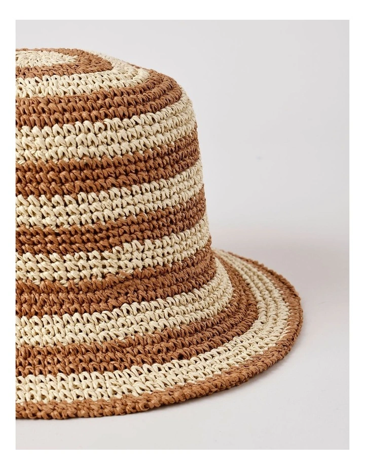 Striped Bucket Hat in Natural image 3