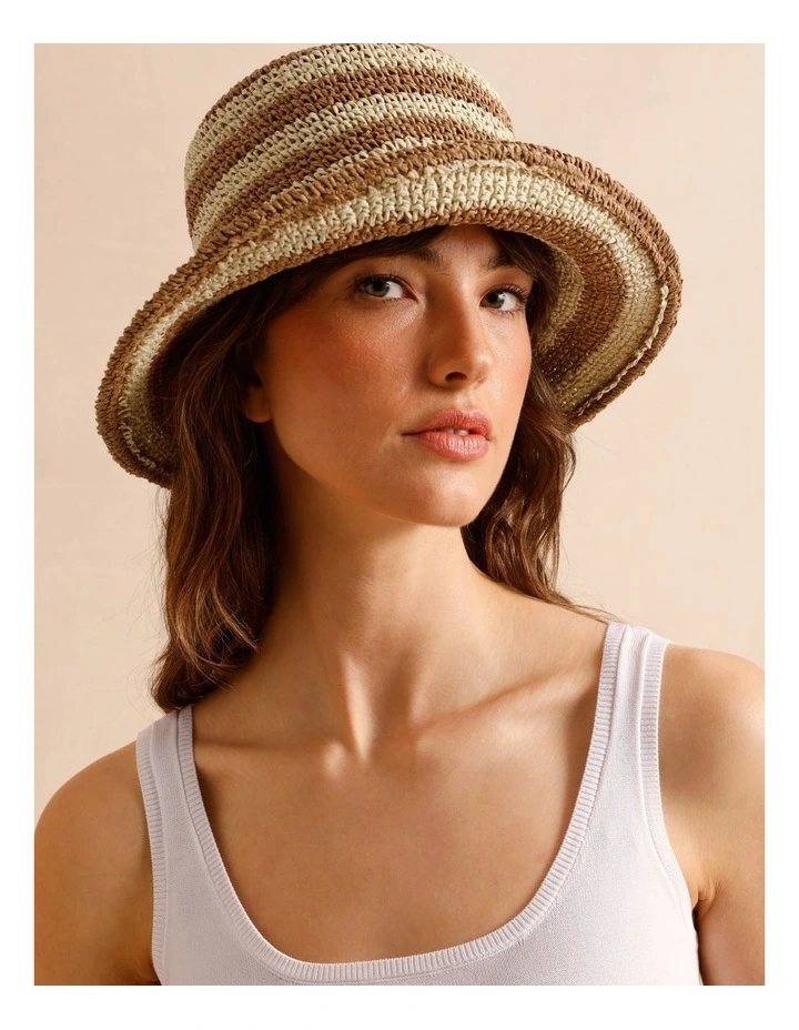 Striped Bucket Hat in Natural image 4