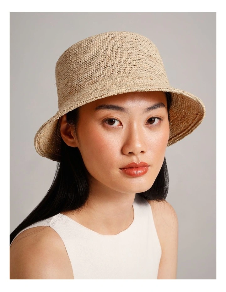 Raffia Bucket Hat in Natural image 2