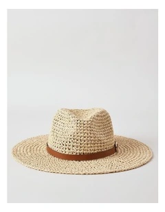 PU Trim Panama Hat in Natural