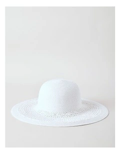 Contrast Weave Hat in White