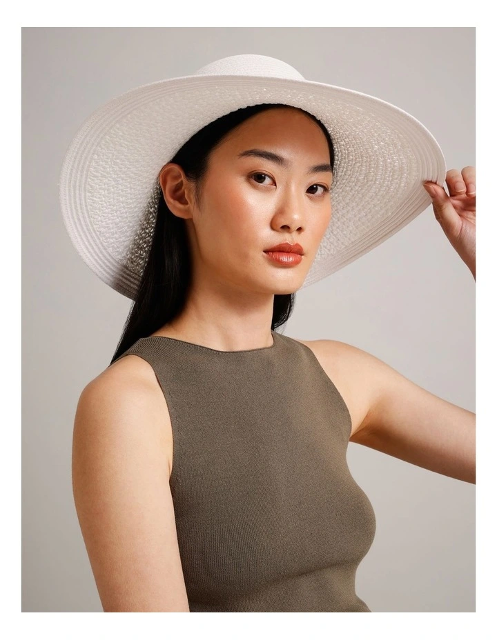 Contrast Weave Hat in White image 2