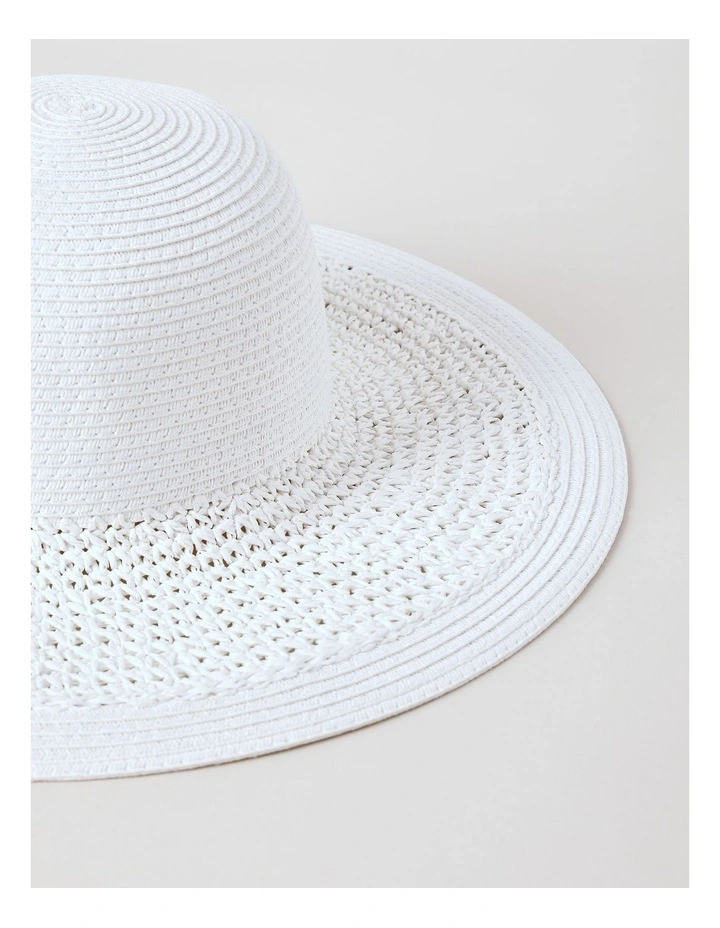 Contrast Weave Hat in White image 3