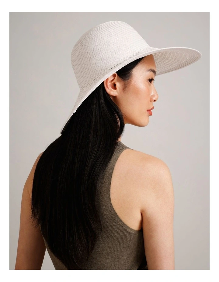 Contrast Weave Hat in White image 4