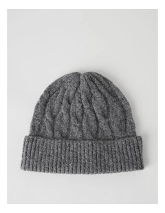 June Cable Beanie in Charcoal
