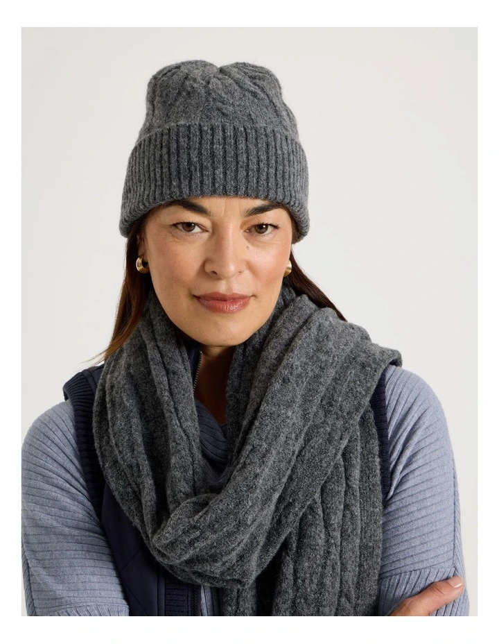 June Cable Beanie in Charcoal image 2