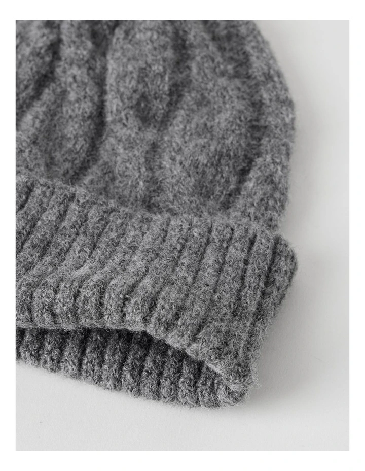 June Cable Beanie in Charcoal image 3