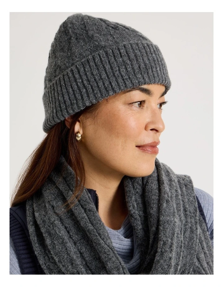June Cable Beanie in Charcoal image 4