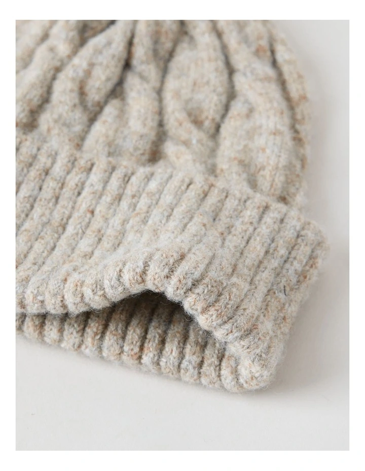 June Cable Beanie in Oatmeal image 3