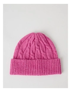 June Cable Beanie in Pink