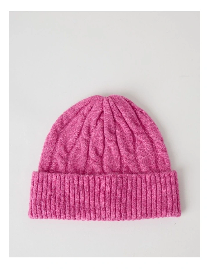 June Cable Beanie in Pink image 1