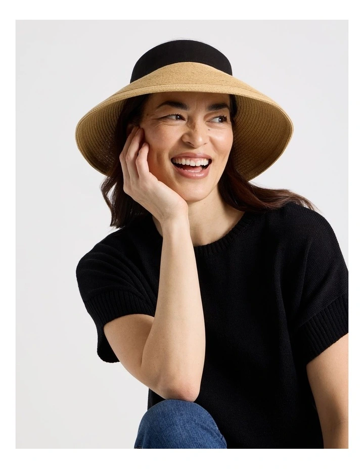 Braided Roll Up Visor in Tan image 2