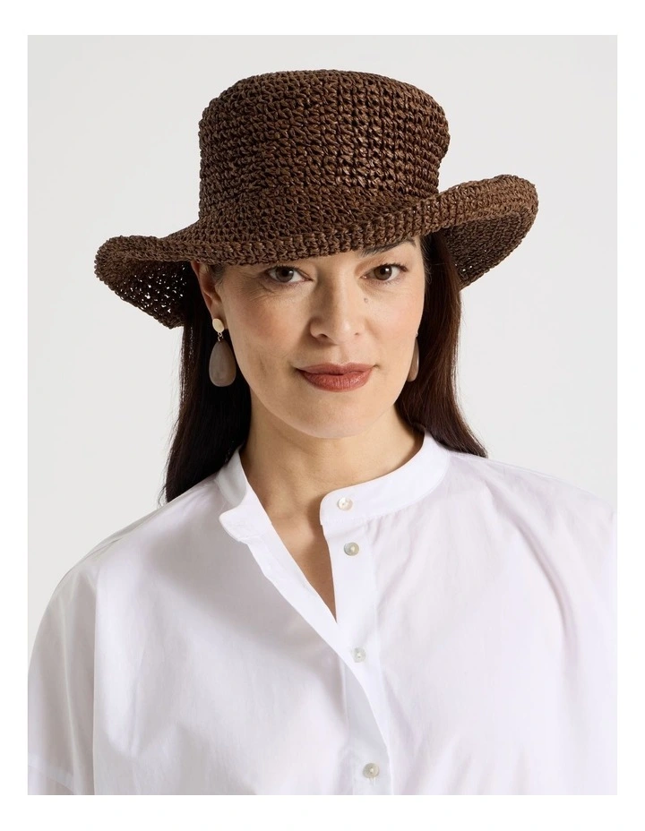 Natalie Summer Hat in Chocolate image 2
