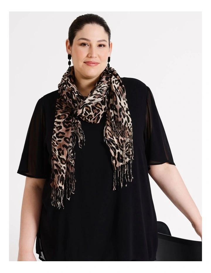 Printed Crinkle Scarf in Assorted image 2