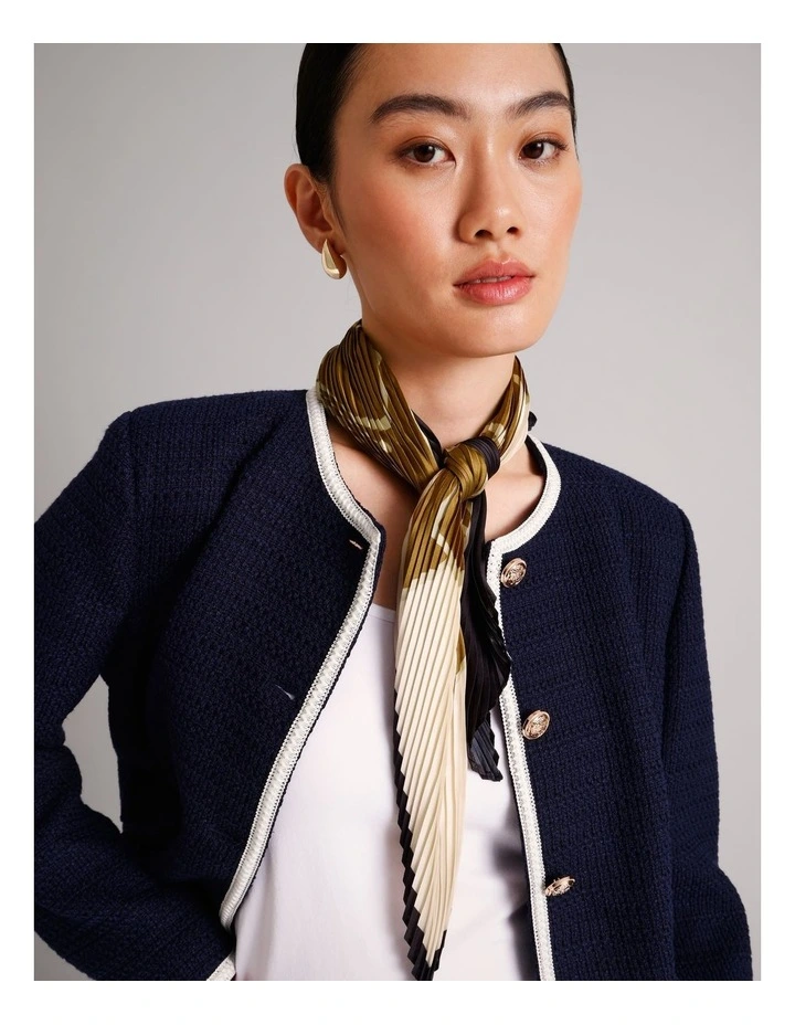 Somerset Pleated Headscarf in Black/Camel image 2