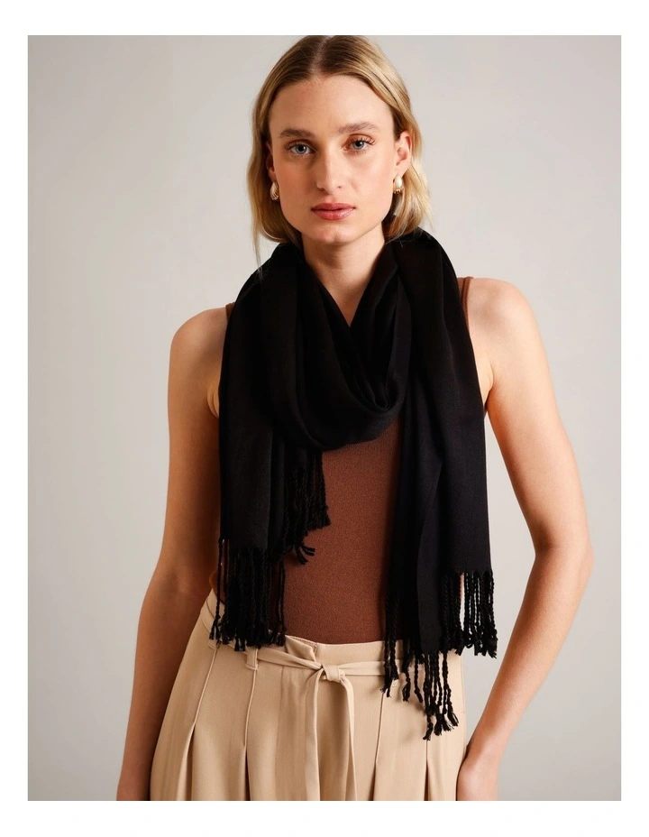 Pashminetta Scarf in Black image 2