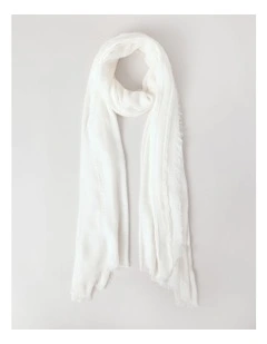 Self Stripe Scarf in White