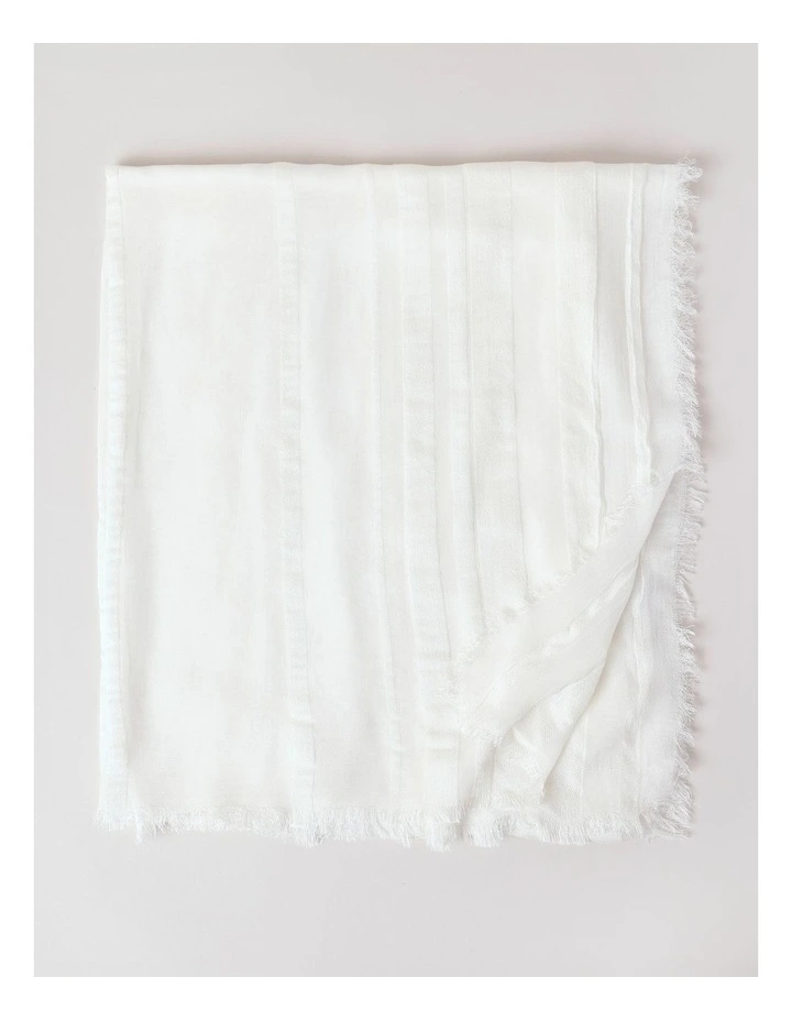Self Stripe Scarf in White image 3