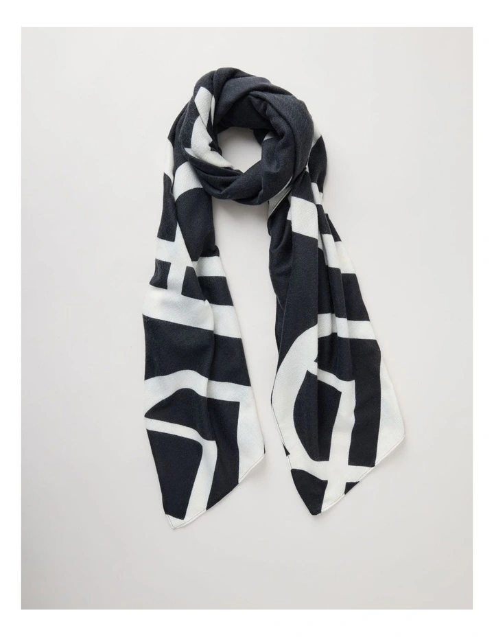 Monogram Scarf in Black & White image 1