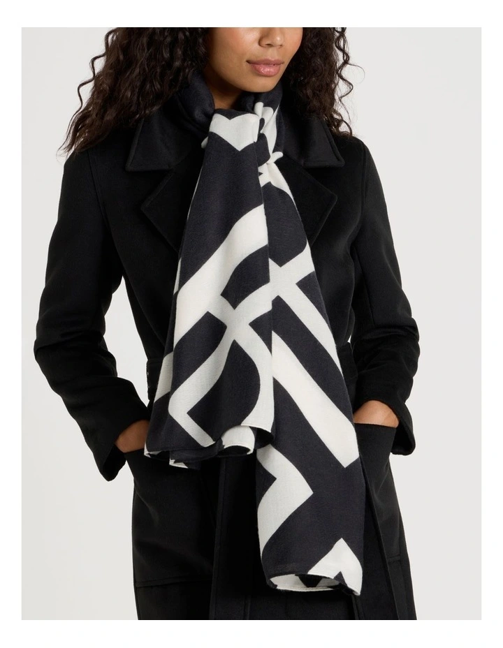 Monogram Scarf in Black & White image 2