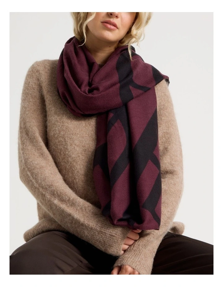 Monogram Scarf in Burgundy & Black image 2
