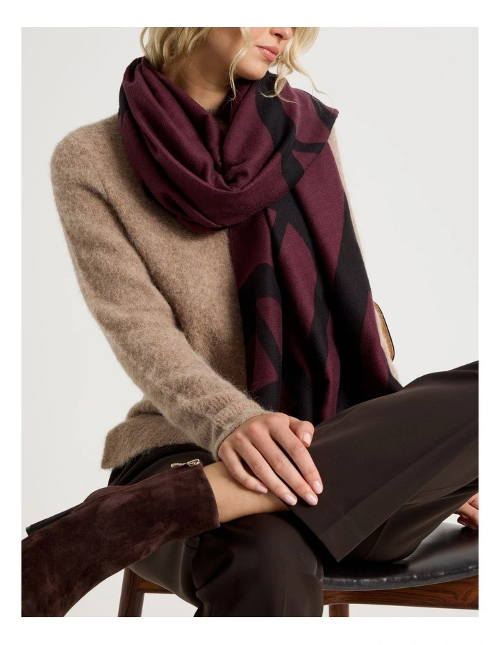Monogram Scarf in Burgundy & Black image 4