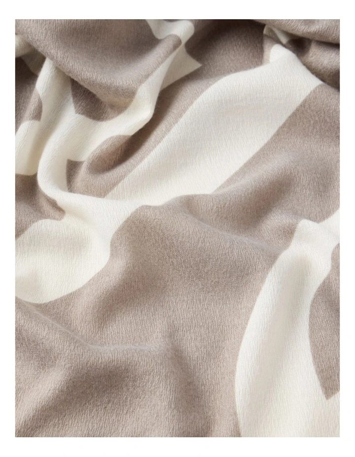 Monogram Scarf in Taupe & White image 2