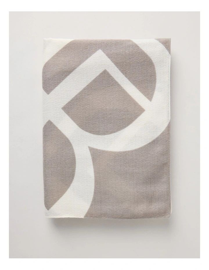 Monogram Scarf in Taupe & White image 3