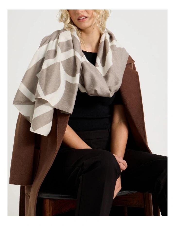 Monogram Scarf in Taupe & White image 4