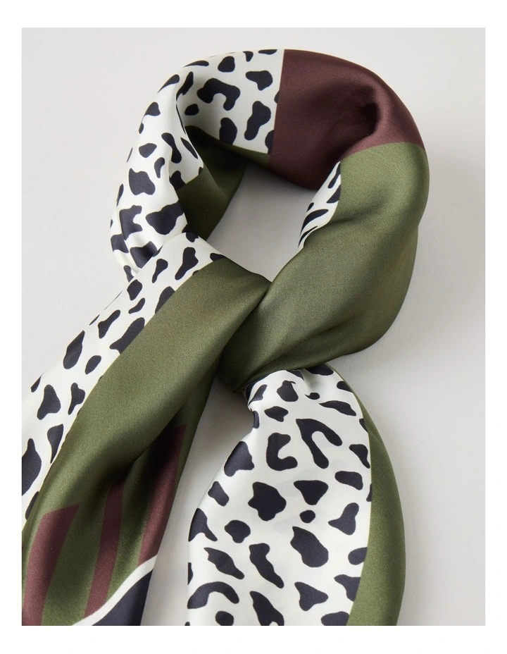 Spliced Neckerchief Scarf in Khaki image 3