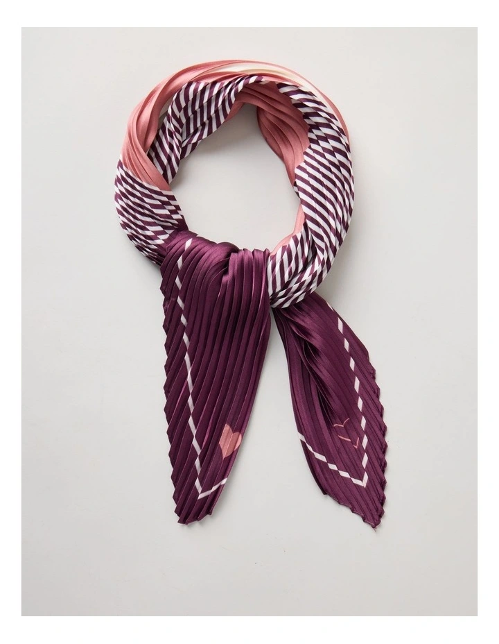 Pleated Neckerchief Scarf in Burgundy image 1