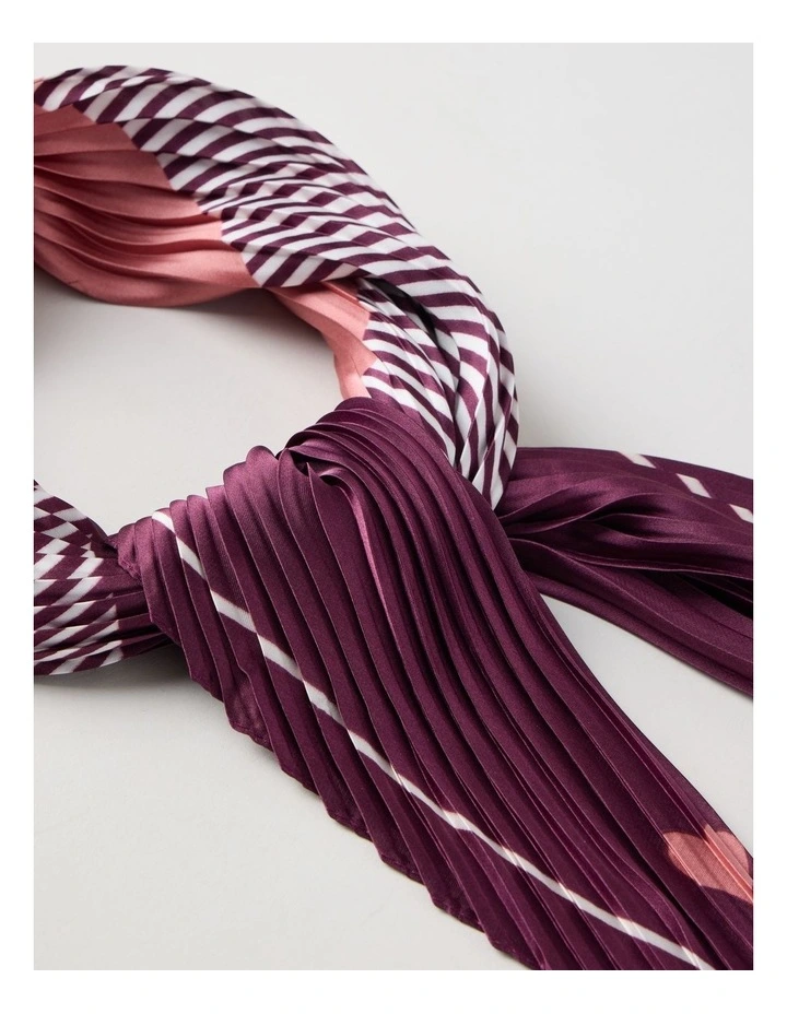 Pleated Neckerchief Scarf in Burgundy image 2