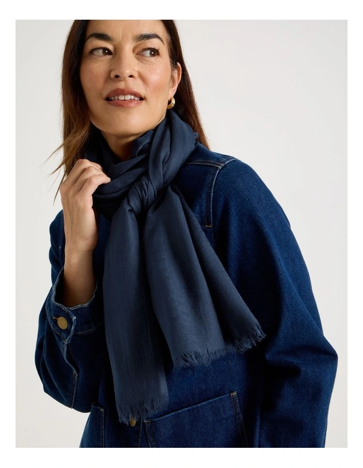 Light Weight Scarf in Navy image 2