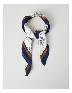 Marietta Floral Headscarf in Navy and Cream