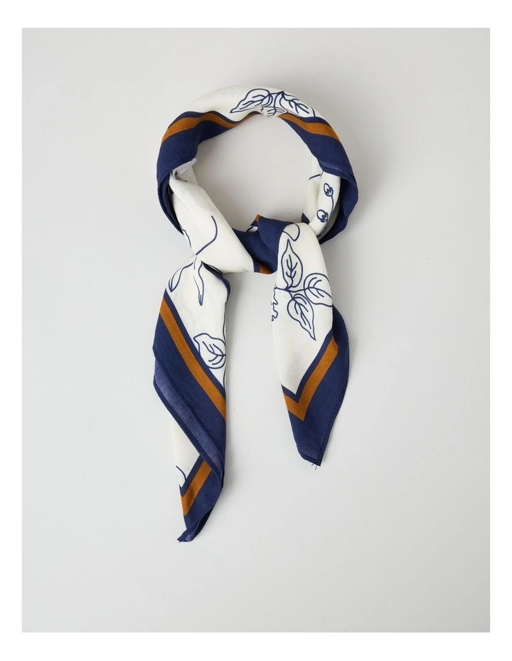 Marietta Floral Headscarf in Navy and Cream image 1