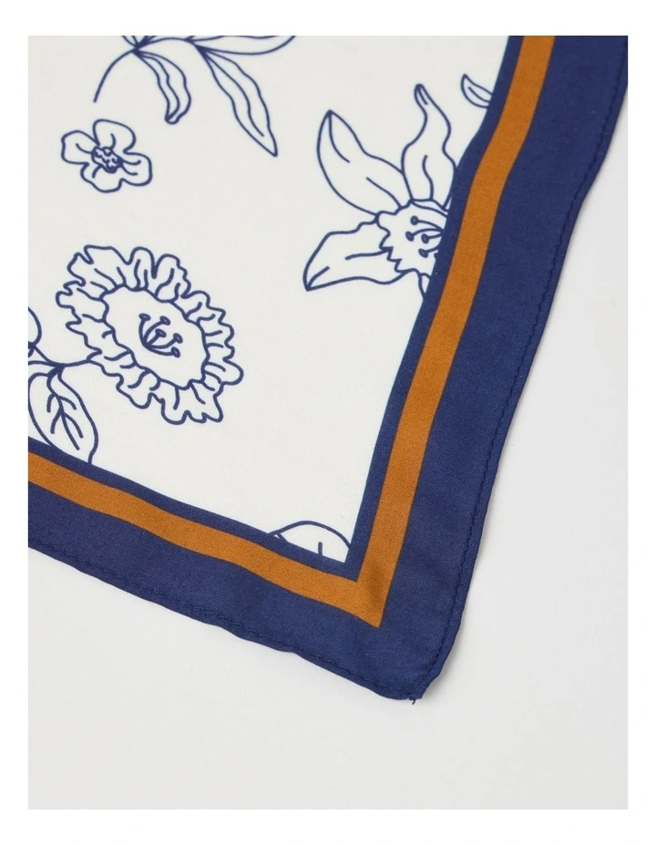 Marietta Floral Headscarf in Navy and Cream image 3