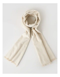 Chevron Woven Winter Scarf in Beige