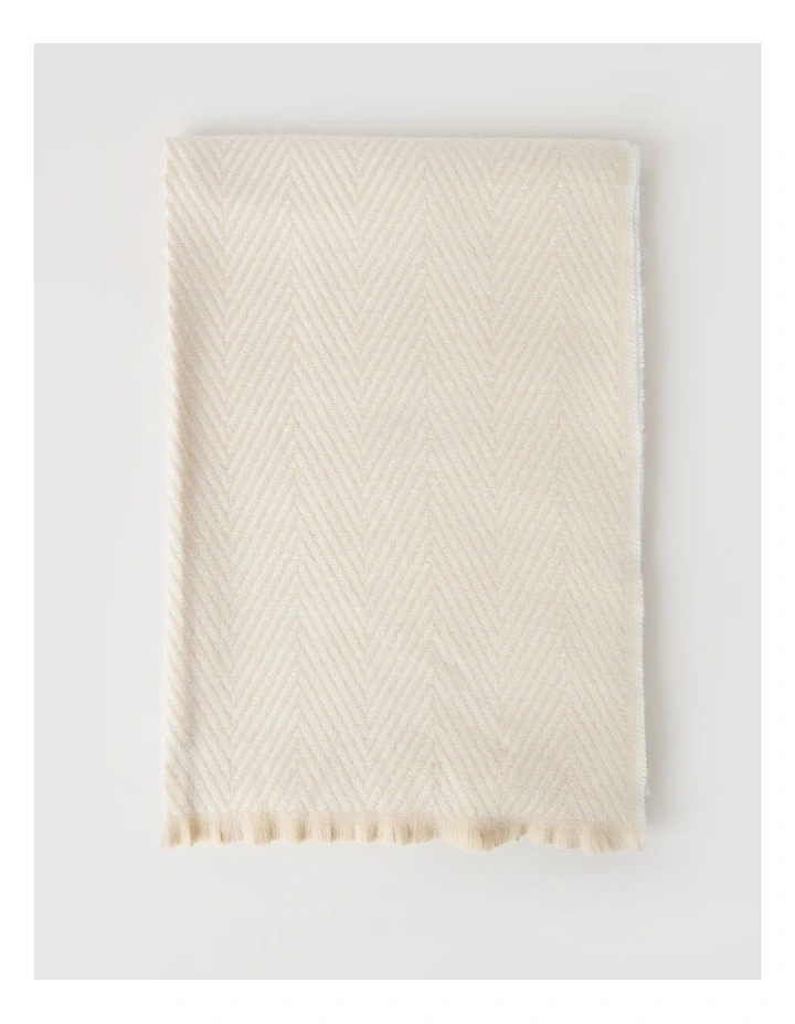 Chevron Woven Winter Scarf in Beige image 3