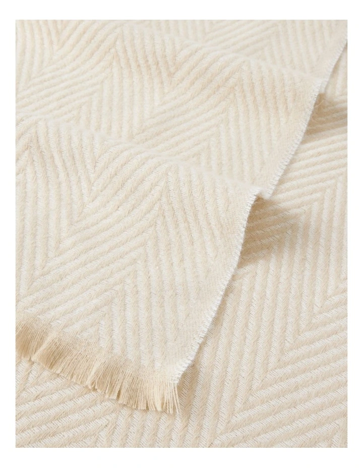 Chevron Woven Winter Scarf in Beige image 4