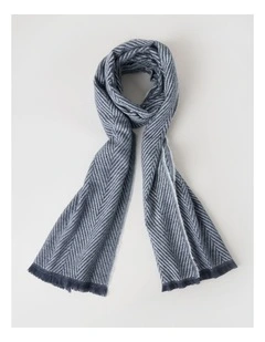 Chevron Woven Winter Scarf in Navy