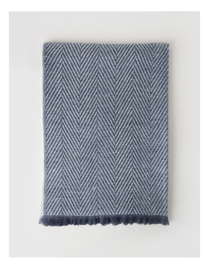 Chevron Woven Winter Scarf in Navy image 3