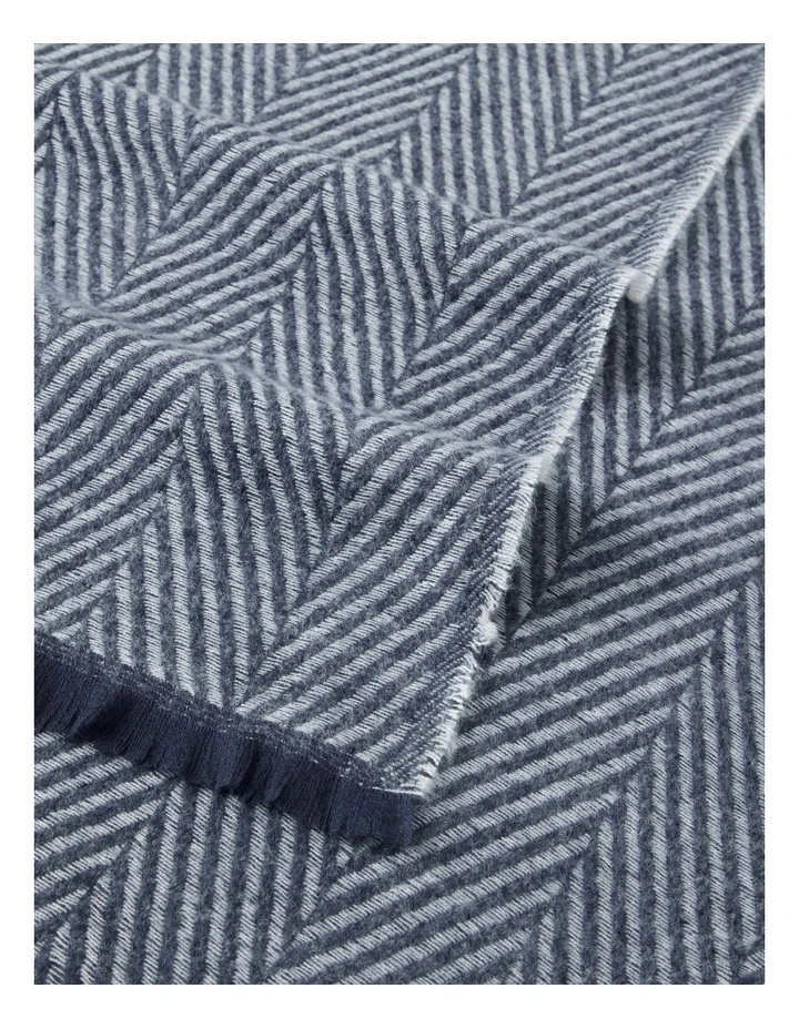 Chevron Woven Winter Scarf in Navy image 5